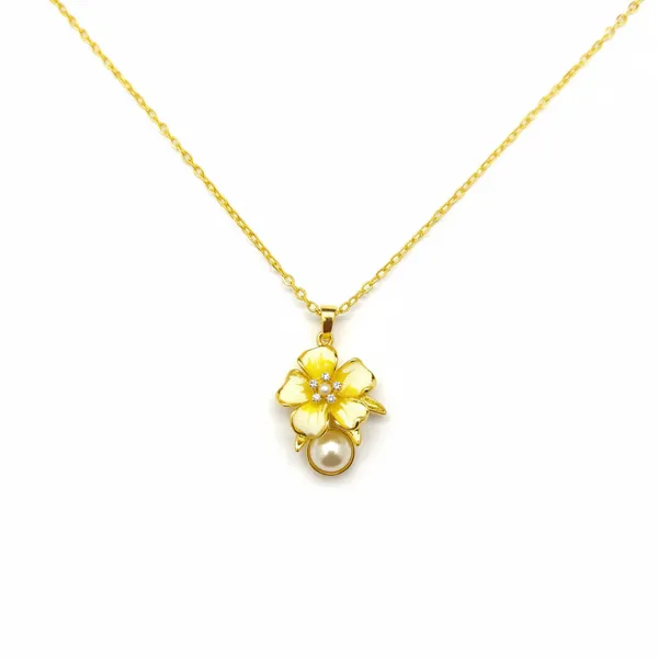 Gold_Plated_With_Yellow_Brass_Enamel_Flower_Pearl_Cz_Pendant_Necklace_For_Women